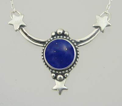 Sterling Silver Lapis Lazuli Accents This Celestial Necklace